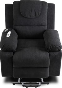 Fotel Masujący FENIX z Funkcją Wstawania Elektrycznie Rozkładany Czarny Nowoczesny