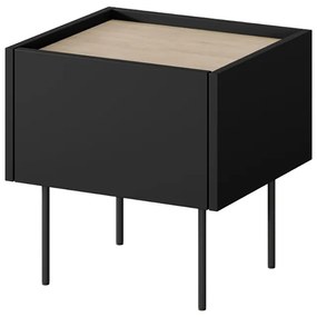 Szafka nocna Desin z szufladą 45 cm - czarny mat / dąb nagano