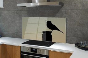Szkło do Kuchni na Ścianę Sylwetka Czarnego Ptaka