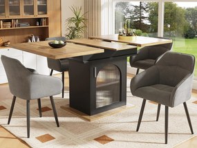 Stół jadalny składany - z MDF - z przechowalnią - Czarny i Naturalny