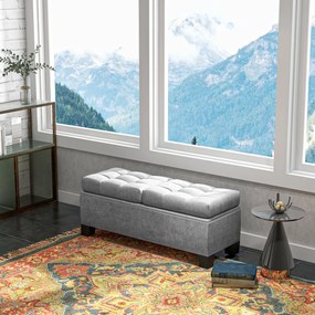 HOMCOM Fondoletto ławka z pojemnikiem tapicerowana, 116x41x47 cm, Szary