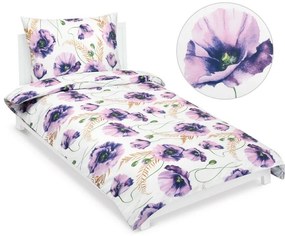 Bellatex Pościel bawełniana Kwiat fioletowy, 140 x 200 cm, 70 x 90 cm