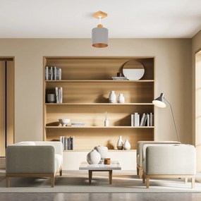 Szara lampa sufitowa, jednopunktowy spot CL-DWE10x10BU-GR z drewna E27