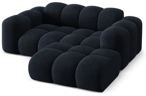 Ciemnoniebieski narożnik z tkaniny szenilowej (prawostronny/z szezlongiem) Treno – Cosmopolitan Design