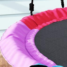 AIYAPLAY Huśtawka Gniazdowa Regulowana Ø 120 cm, Udźwig 300 kg, Dla Dzieci 3-8 lat, 120 x 120 x 180 cm, Wielokolorowa | Aosom PL