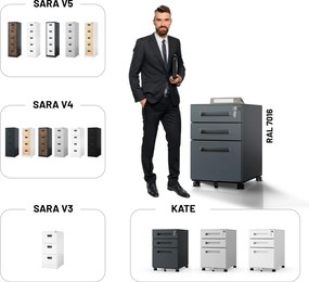 Kontenerek pod biurko KATE 390 x 600 x 500 mm, antracytowy