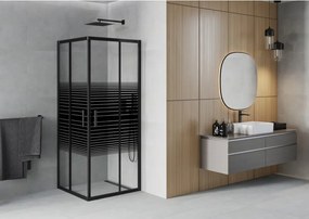 Mexen Rio kabina prysznicowa kwadratowa 70 x 70 cm, czarne pasy, czarna - 860-070-070-70-20