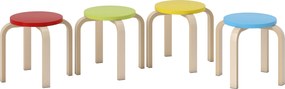 HOMCOM 4 składane stołki z filcowymi podkładkami, sklejka brzozowa, lakierowane, kolorowe
