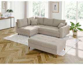 Beżowy podnóżek z materiału bouclé Ariella – Ropez