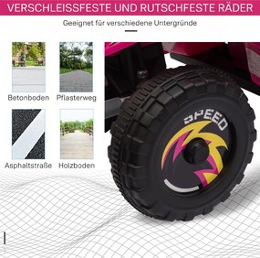 HOMCOM Quad elektryczny 6V dla dzieci z funkcją przód/tył dla dzieci 1,5-3 lata do 20 kg różowy | Aosom PL