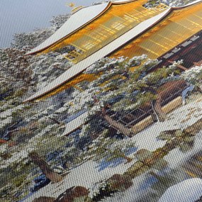 Obraz - Kinkakuji, Japonia (z zegarem) (90x30 cm)