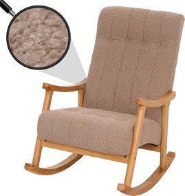 Fotel bujany MCW-K10,  taupe, stelaż naturalny