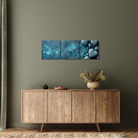 Obraz - Kamienie w kształcie serca (z zegarem) (90x30 cm)