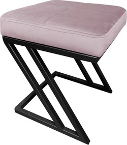 Pufa ZETA tkanina Welur loft ławka podnóżek metal : Kolor Stelaża - Czarny , Kolor tkaniny - VELVET - MG55, Typ tkaniny - Velvet