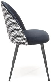 Krzesło biało czarne, tapicerowane, oparcie pepitka K478