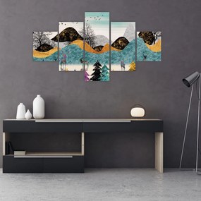Obraz graficzny z jeleniem (125x70 cm)