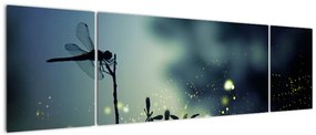 Obraz - Ważka w błyszczącej nocy (170x50 cm)