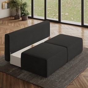 Masseno Narożnik VARNA z funkcją spania i pojemnikiem na pościel Narozniki L, Rozkładana sofa - Czarny, POSO 135
