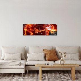 Obraz - Muzyka w płomieniach (z zegarem) (90x30 cm)