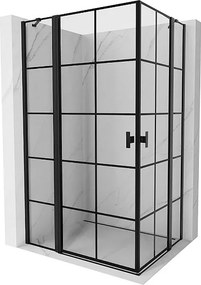 Mexen Mist Duo kabina prysznicowa uchylna 110 x 70 cm, czarna kratka, czarna - 8A4-110L-070P-70-77