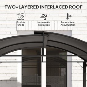 Outsunny Pawilon Grillowy, 2 Boczne Półki, Haki, Rama ze Stali, 1,1 x 2,3m, Ciemnoszary