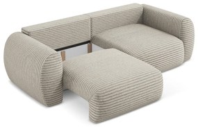 Jasnobrązowa sztruksowa rozkładana sofa ze schowkiem 266 cm Kini – Makamii
