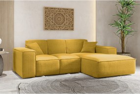 Narożnik w kształcie L SIENA, tkanina Poso, Żółty, Prawy