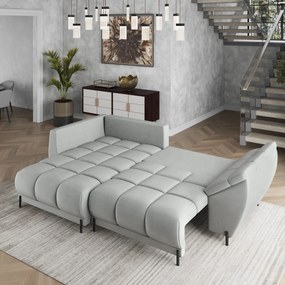Masseno Narożnik VESTANO  z funkcją spania i pojemnikiem na pościel Narozniki L, Rozkładana sofa - Jasnoszary, MATT VELVET 83