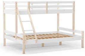 Białe piętrowe łóżko dziecięce z litego drewna sosnowego 90x190/140x190 cm Livia – Marckeric