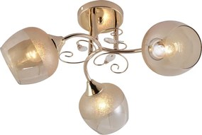 Trzyramienny żyrandol ze złotym zawijanym zawiesiem E4-K78