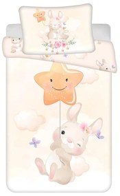 Żółta bawełniana pościel dziecięca do łóżeczka 100x135 cm Bunny "Star" – Jerry Fabrics