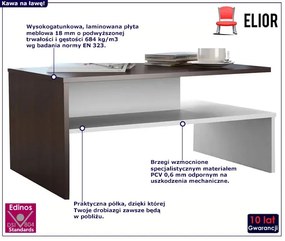 Prostokątna ława kawowa wenge+biały - Illermi
