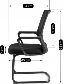 Krzesło Konferencyjne Biurowe TAMMY Na Płozach Czarne Nowoczesne