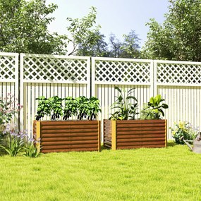 Outsunny Zestaw 2 wysokich grządek, donica, extra głęboka, metalowa, 120 x 60 x 60 cm Brąz