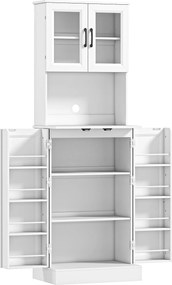 HOMCOM Biała szafka kuchenna z regulowaną półką drzwi akrylowe otwór na kable do kuchni i salonu | Aosom PL