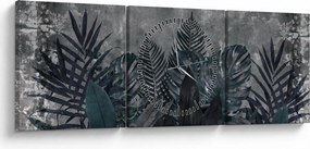 Obraz - Liście palmowe (z zegarem) (90x30 cm)