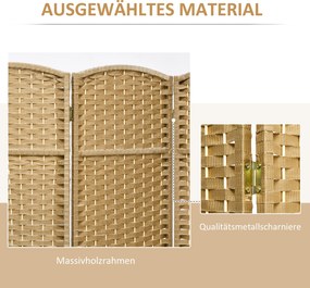 HOMCOM 6-częściowy Parawan, Składany Parawan do Ochrony Prywatności, Ścianka Działowa do Salonu, Sypialni, Biura Domowego, Naturalny