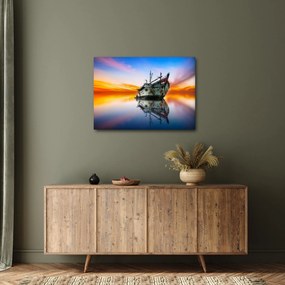 Obraz - Wschód słońca nad wrakiem łodzi (70x50 cm)