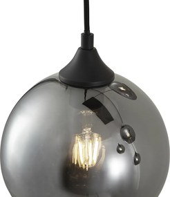 Lampa wisząca Art Deco czarna z przydymionym szkłem 5-źródłowa - Wallace