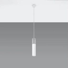 Lampy wiszące nowoczesny Lume, stal/beton - 1 źródło światła 4000K - L.8 x H.105 cm - biały/szary