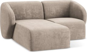 Jasnobrązowy narożnik z tkaniny szenilowej (lewostronny/z szezlongiem) Lani – Makamii