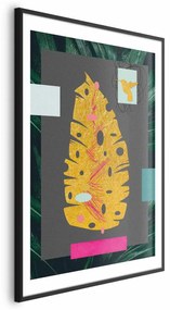 Plakat złotą liść 40x60 cm z ramą czarną z marginesem ARTGEIST B