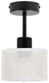 Lampa sufitowa czarna jednopunktowa z białym abażurem B-1010SC-WE E27