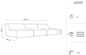 Czarna sofa 240 cm Jodie – Micadoni Home