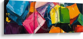 Obraz - Kolorowe kostki (z zegarem) (90x30 cm)