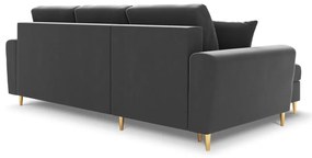 Jasnoszary aksamitny rozkładany/ze schowkiem narożnik Kyoto – Cosmopolitan Design