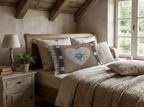 Polibawełniana poszewka na poduszkę HEART RETRO POLY 50x70 cm, brązowy