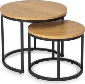 Zestaw Stolików Kawowych DELIA 43 cm/53 cm Dąb Złoty Nowoczesny Loft