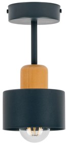 Antracytowa lampa sufitowa, jednopunktowy spot DBU1010AN z drewna i me