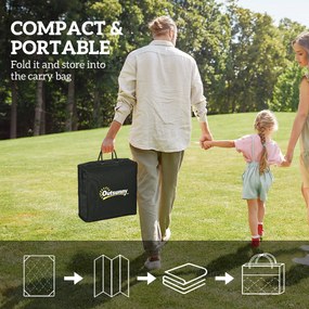 Składany, wodoodporny dywan zewnętrzny Outsunny w stylu boho z torbą, 182 x 274 cm, Czarny+Biały